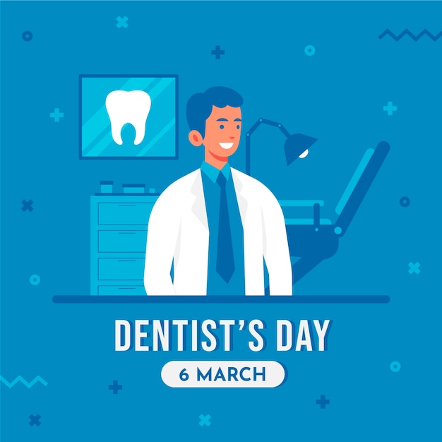 Flat national dentist's day illustration