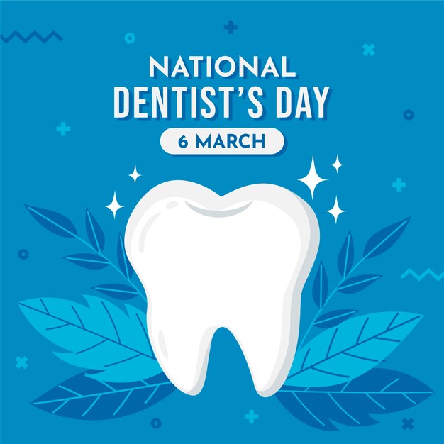 Flat national dentist's day illustration