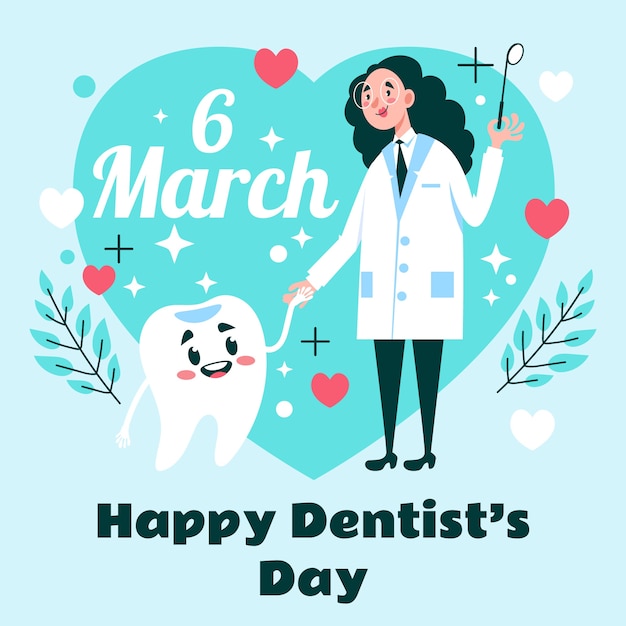 Flat national dentist's day illustration