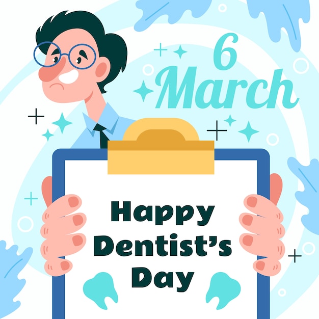 Flat national dentist's day illustration