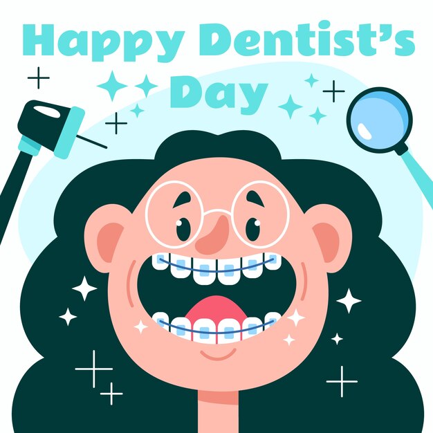 Flat national dentist's day illustration