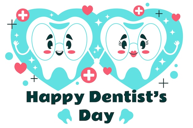 Flat national dentist's day illustration