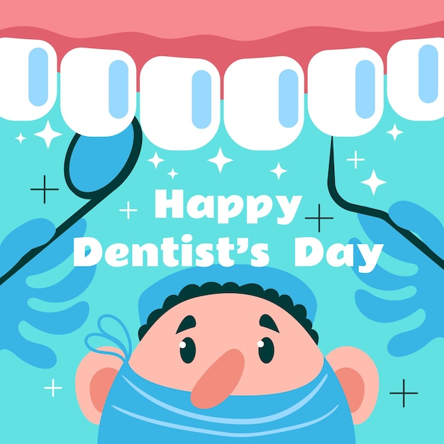 Flat national dentist's day illustration