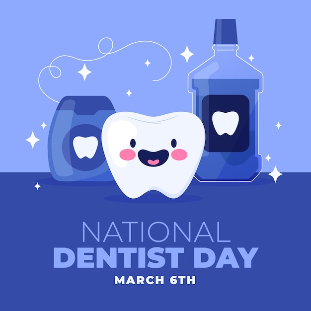 Flat national dentist's day illustration