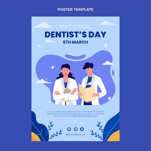 Flat national dentist's day vertical poster template