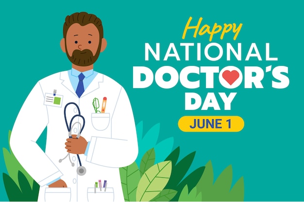 Free Vector flat national doctor's day background with male medic