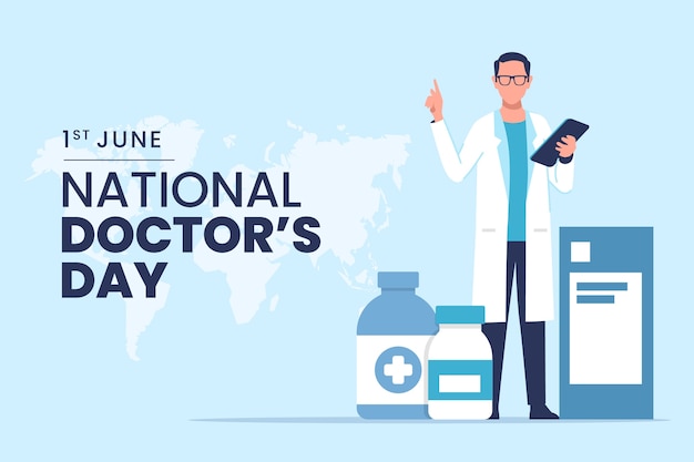 Flat national doctor's day background with medic