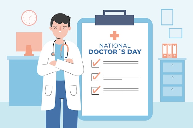 Flat national doctor's day background with medic