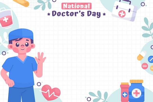 Flat national doctor's day background with medic