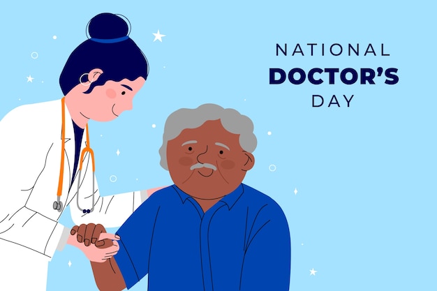 Flat national doctor's day background with patient consultation