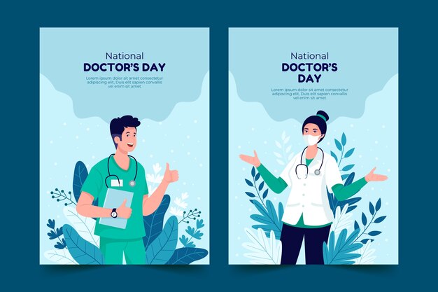 Flat national doctor's day cards collection