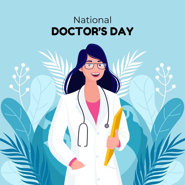 Flat national doctor's day illustration with female medic