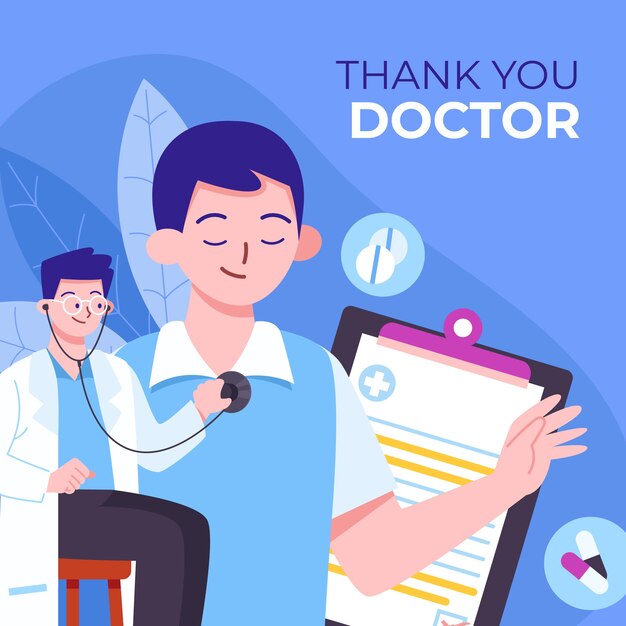 Flat national doctor's day illustration with medic consulting patient