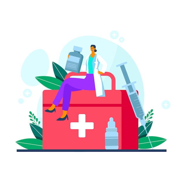 Free Vector flat national doctor's day illustration with medic and first aid box