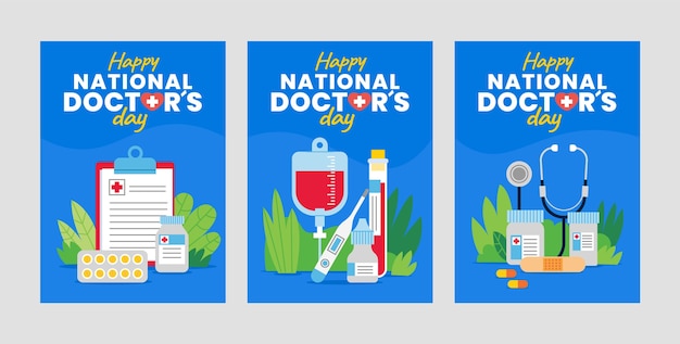 Flat national doctor's day instagram stories collection