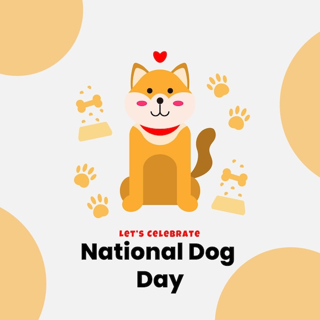 Flat national dog day illustration