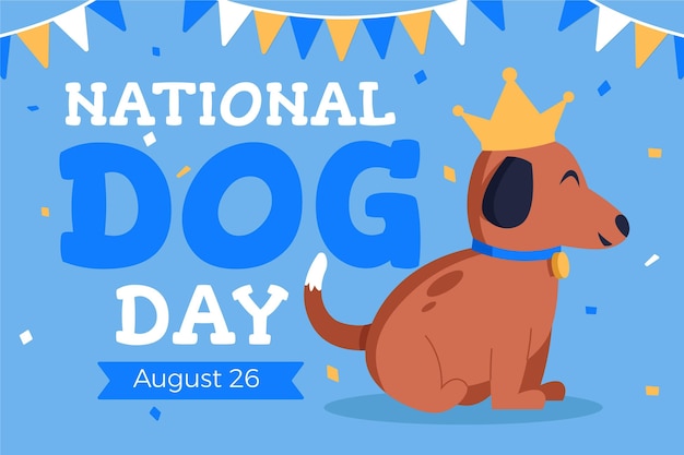 Flat national dog day illustration