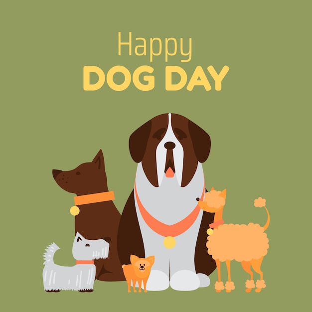 Flat national dog day illustration