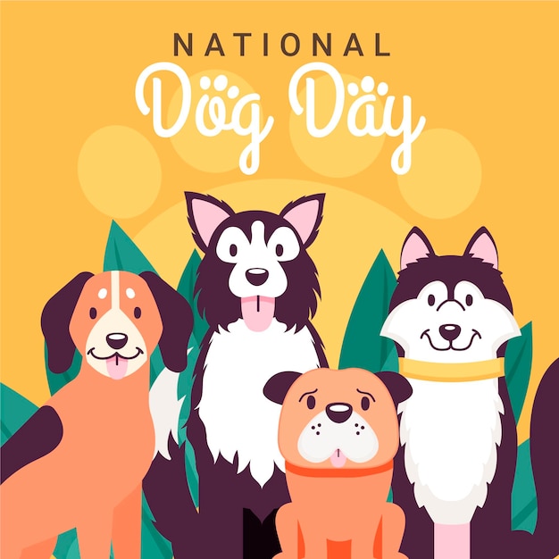 Flat national dog day illustration