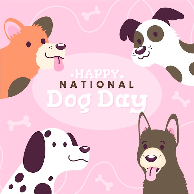 Flat national dog day illustration