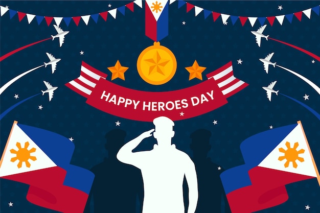 Free vector flat national heroes day background