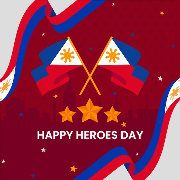 Flat national heroes day illustration