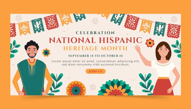 Free vector flat national hispanic heritage month banner template