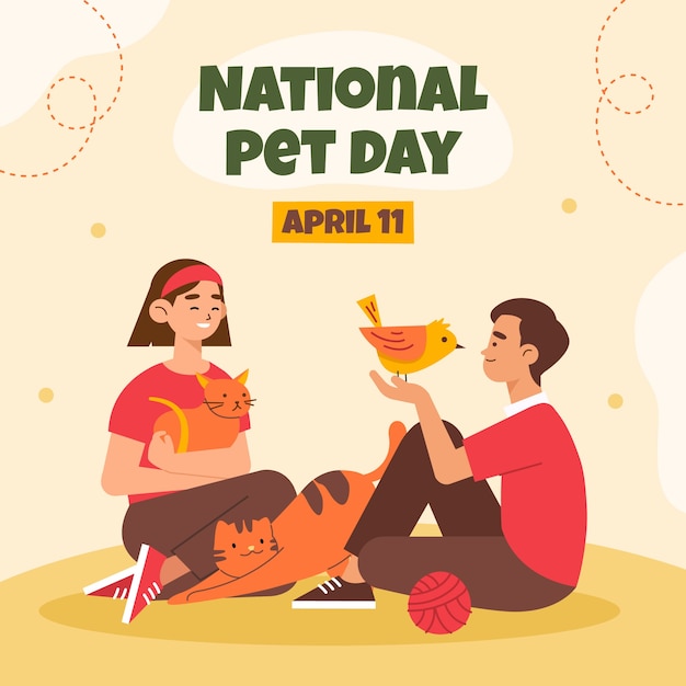 Free Vector flat national pet day illustration