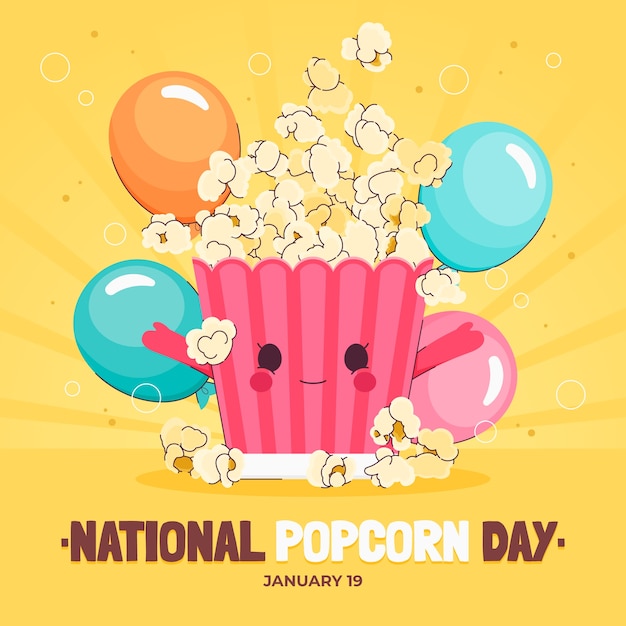 Free Vector flat national popcorn day illustration