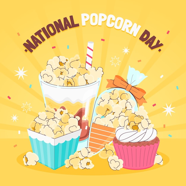 Free Vector flat national popcorn day illustration