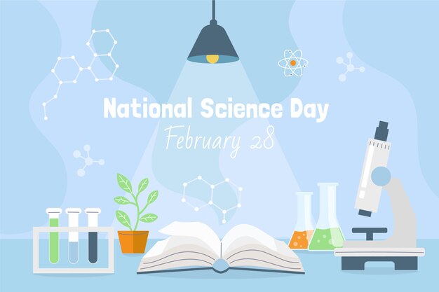 Flat national science day background