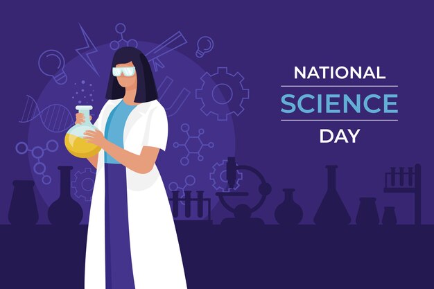 Flat national science day background