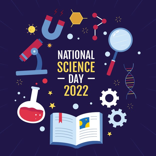 Flat national science day background