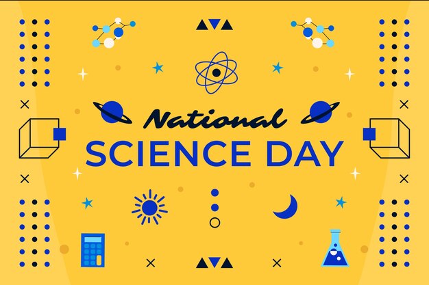 Flat national science day background