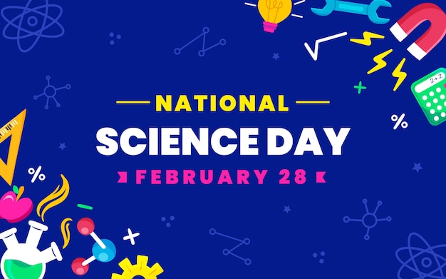 Flat national science day background