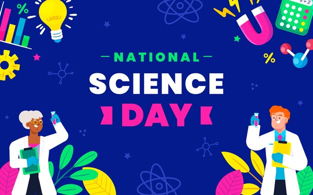 Flat national science day background