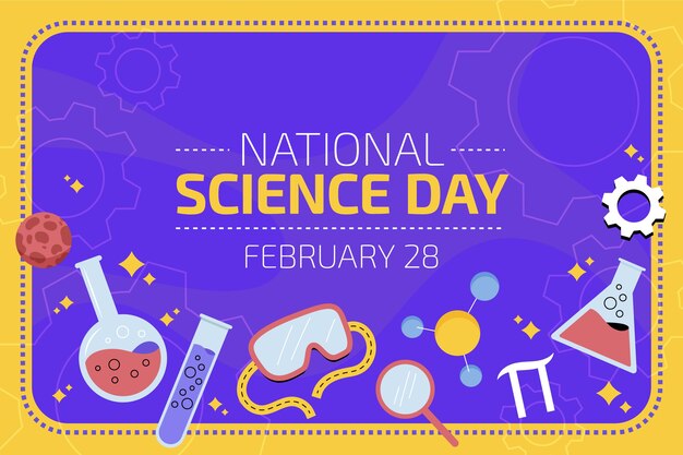 Flat national science day background