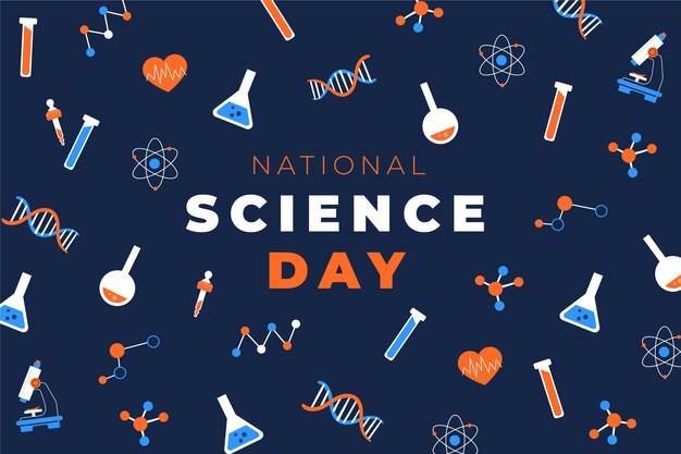 Flat national science day background