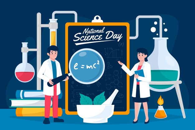 Flat national science day background