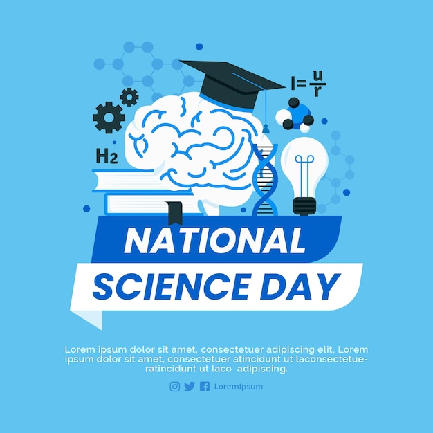 Flat national science day background