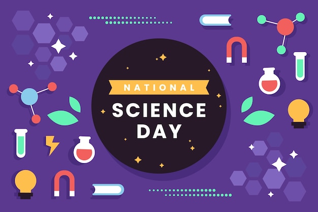 Flat national science day background