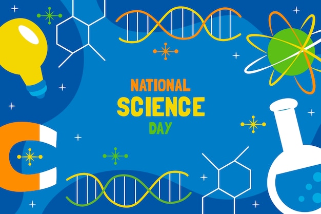 Flat national science day background