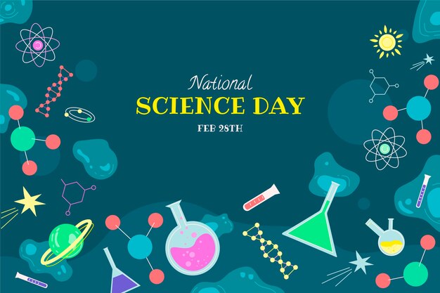 Flat national science day background