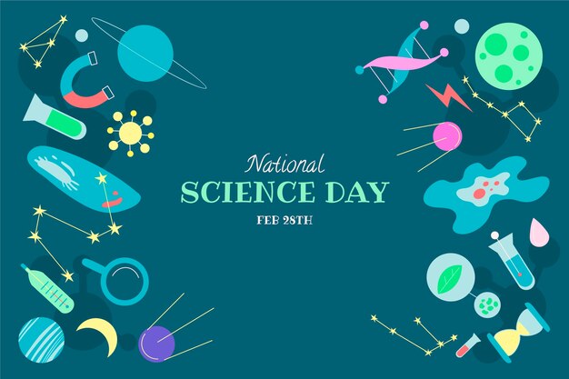 Flat national science day background