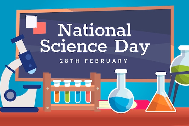 Flat national science day background