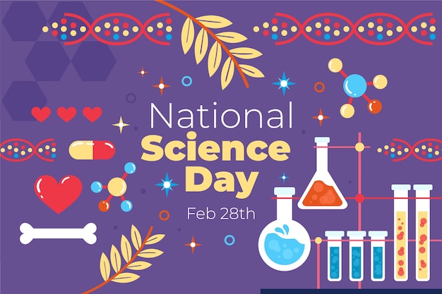 Flat national science day background