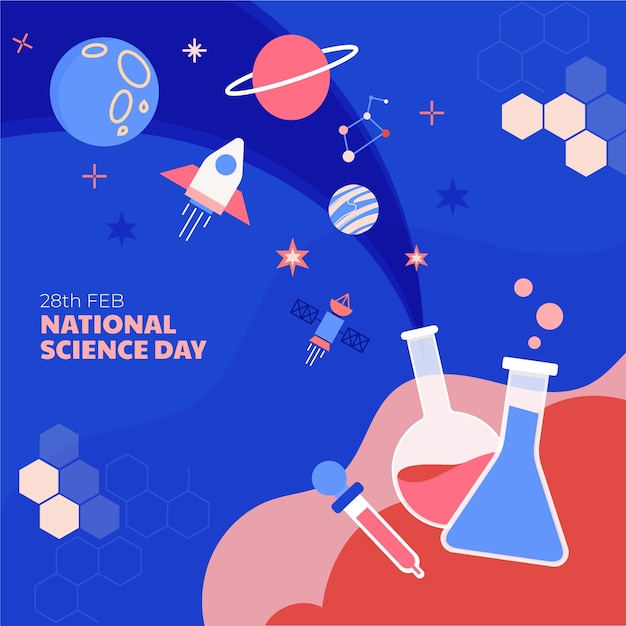 Flat national science day background