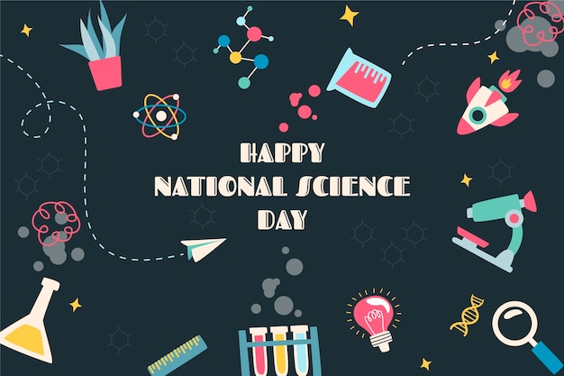 Flat national science day background