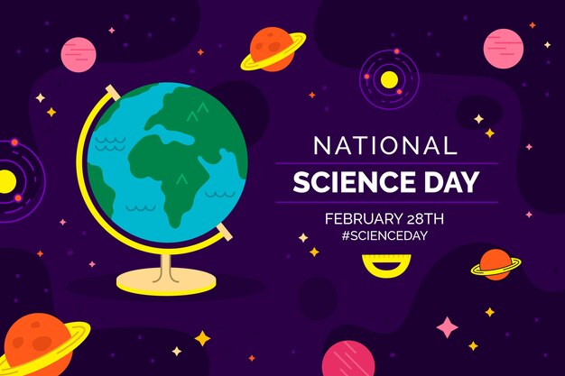 Flat national science day background