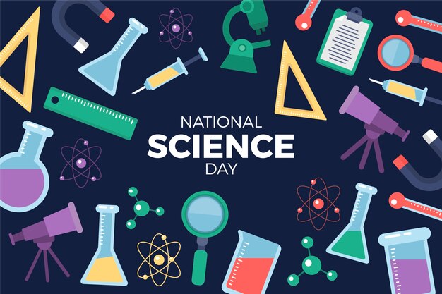 Flat national science day background